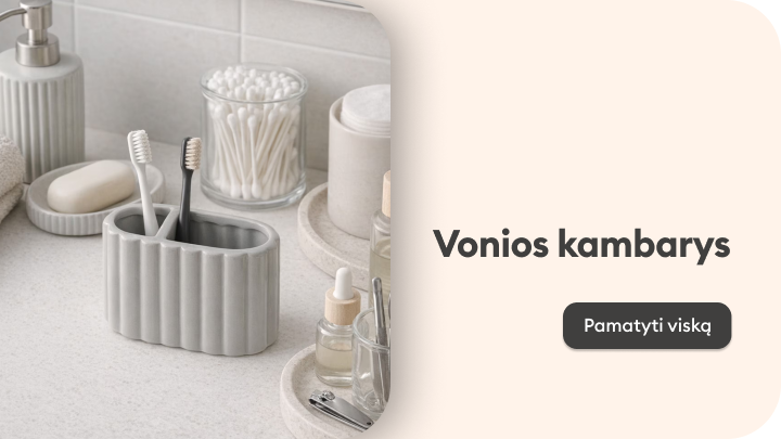 Skatina peržiūrėti vonios kambario aksesuarų ir tvarkymo sprendimų asortimentą kasdieniam naudojimui.