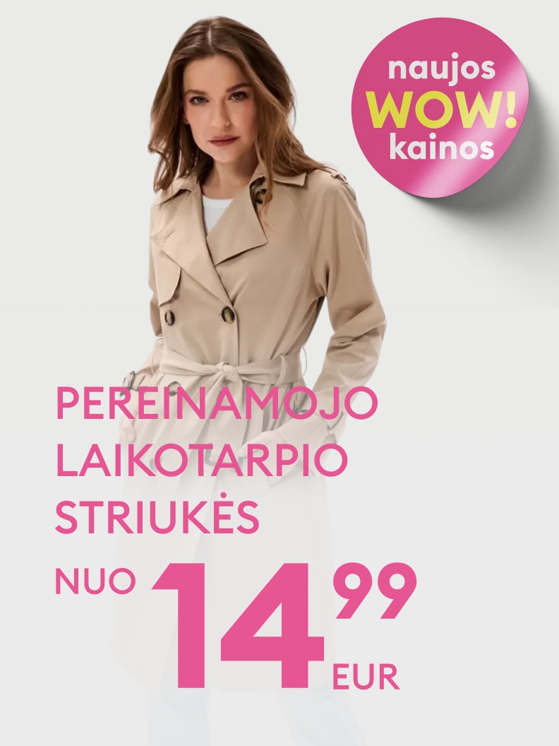 Reklama, skirta pristatyti pereinamojo laikotarpio striukes ir informuoti apie naujas akcines kainas.