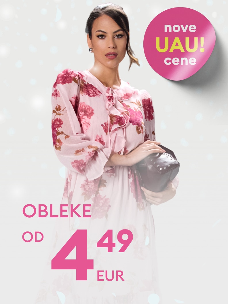 Promocja na sukienki w atrakcyjnej cenie od 19,99 PLN. Obrazek przedstawia stylową sukienkę w kwiatowy wzór, obok widoczne hasło 