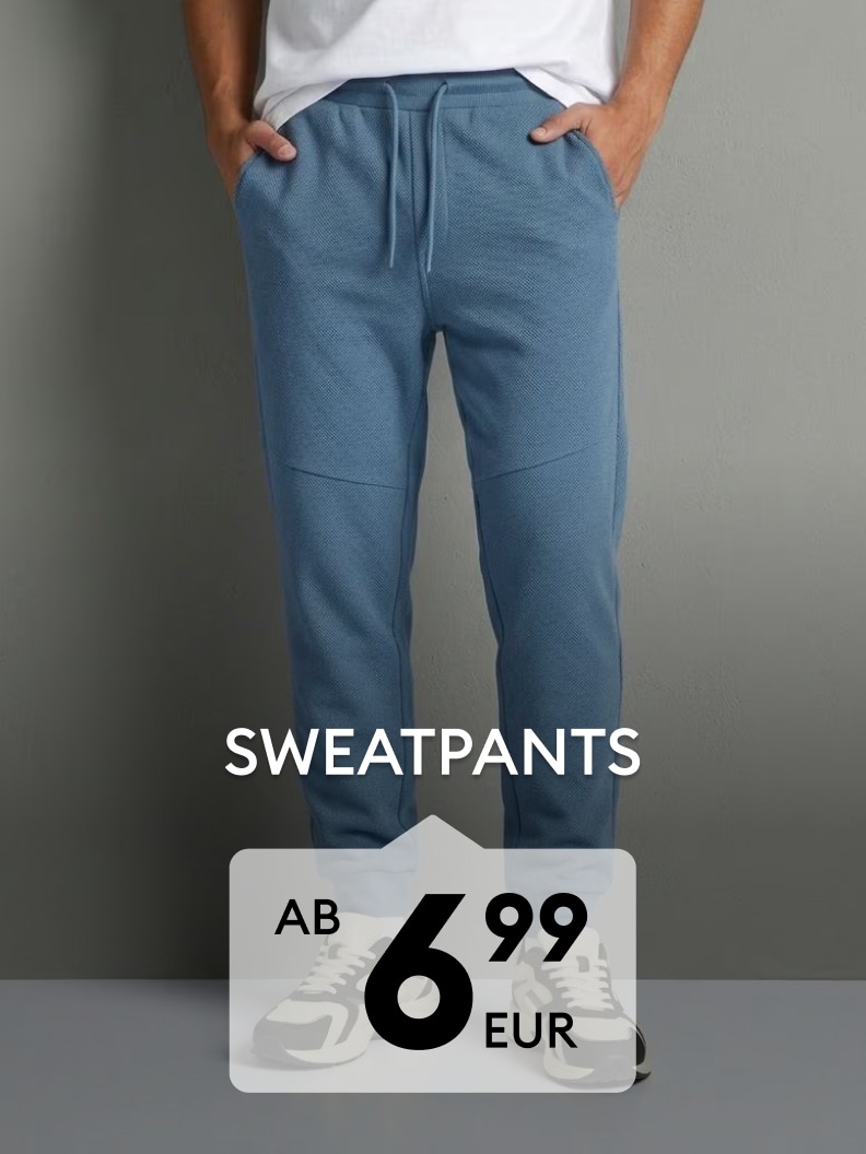 Bequeme Jogginghose für Herren mit schmaler Passform und Kordelzug für Freizeit und Alltag erhältlich ab 6,99 EUR