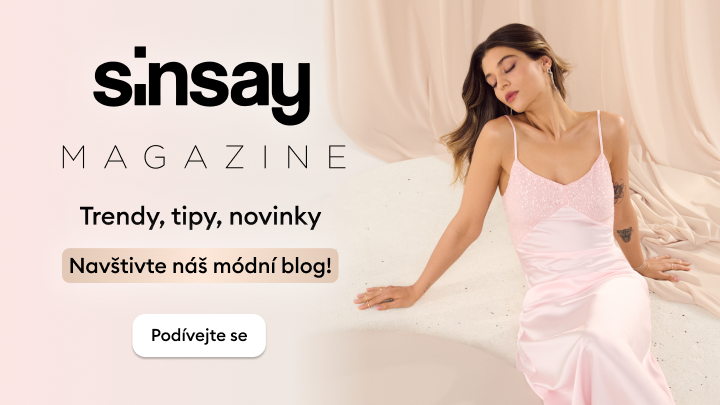 Propagační banner značky Sinsay vyzývající k návštěvě módního blogu s přehledem trendů, tipů a novinek.