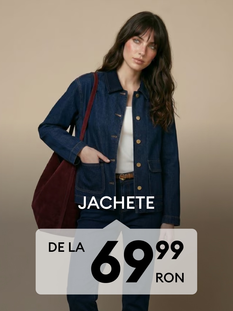 Promoție la jachete de damă din denim, potrivite pentru ținute casual de zi cu zi, disponibile de la 69,99 RON