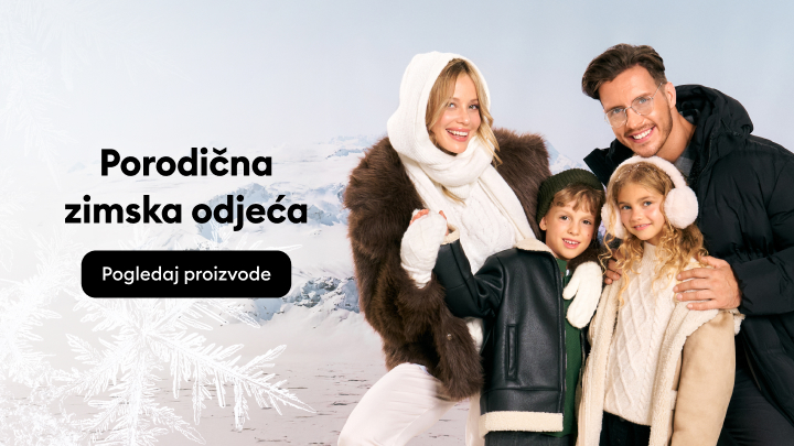 Porodična zimska odjeća. Poziv na pregled proizvoda za zimu, idealnih za cijelu porodicu.