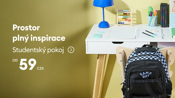 Inspirace pro vybavení studentského pokoje s pracovním stolem a školním batohem za dostupnou cenu od 59 CZK