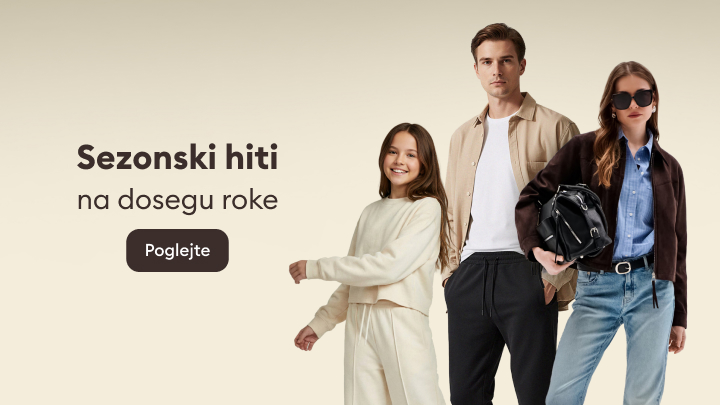 Sezonski modni izdelki, ki so na dosegu roke. Odkrijte najnovejše trende za vaše udobje in stil. Kliknite na gumb "Poglejte" za več informacij in navdiha za vaš popoln izgled. Vaša garderoba bo zasijala z izbranimi modnimi kosi za vsako priložnost.