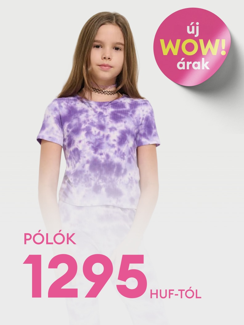 Gyermek pólók akciója új kedvezményes árakkal, már 1295 HUF-tól.