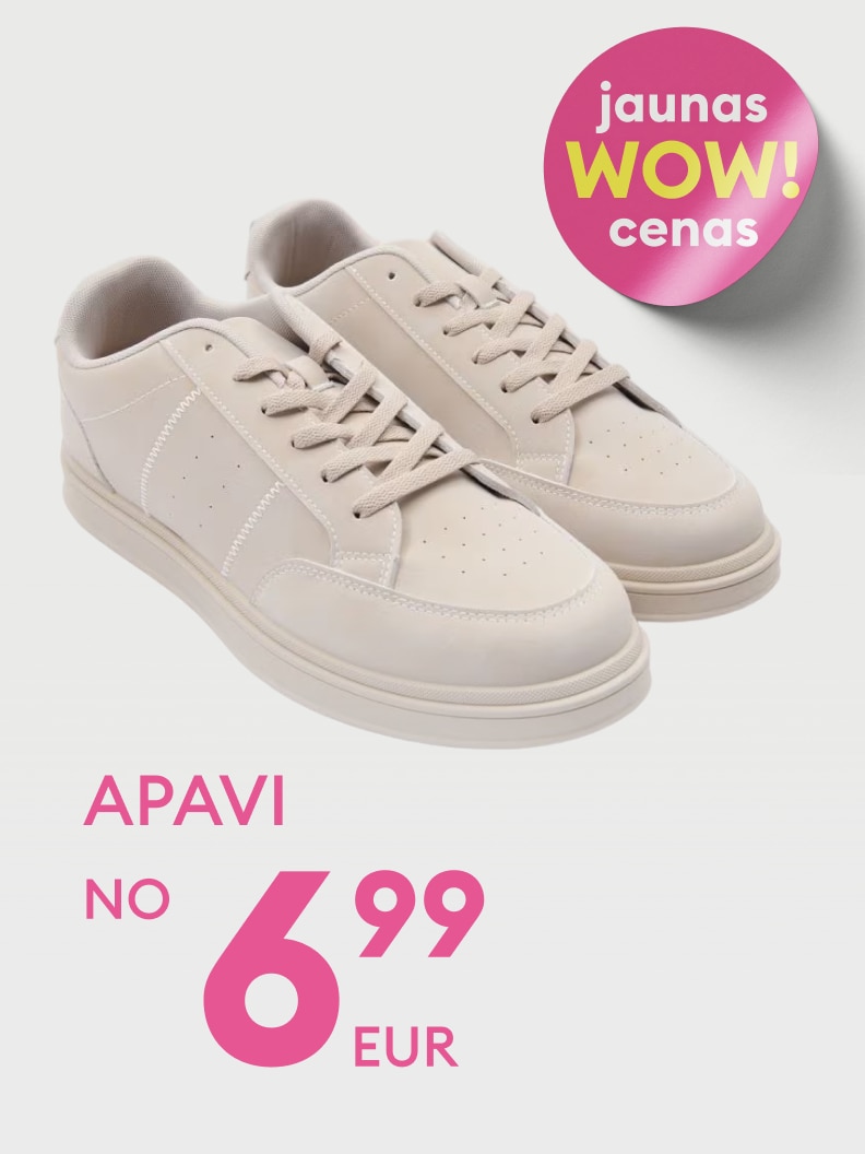 Sporta apavu akcijas piedāvājums ar jaunu WOW cenu 6,99 EUR.