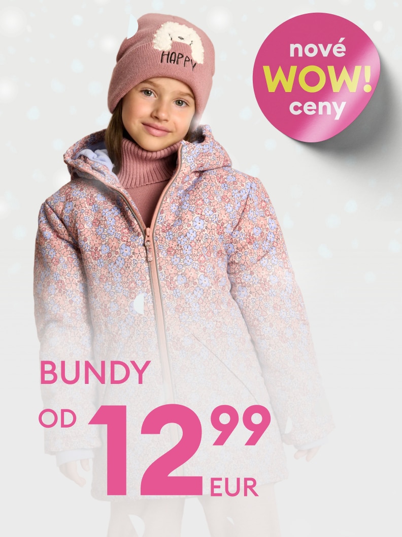 Detská zimná bunda za výhodnú cenu, od 12,99 EUR. Reklama s nápisom 