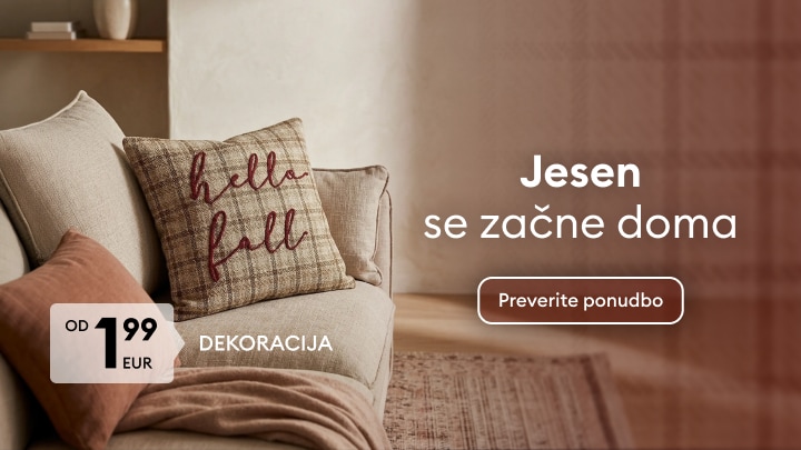 Jesenska dekoracija za dom z udobnimi dodatki in ponudbo izdelkov za ustvarjanje toplega domačega vzdušja.