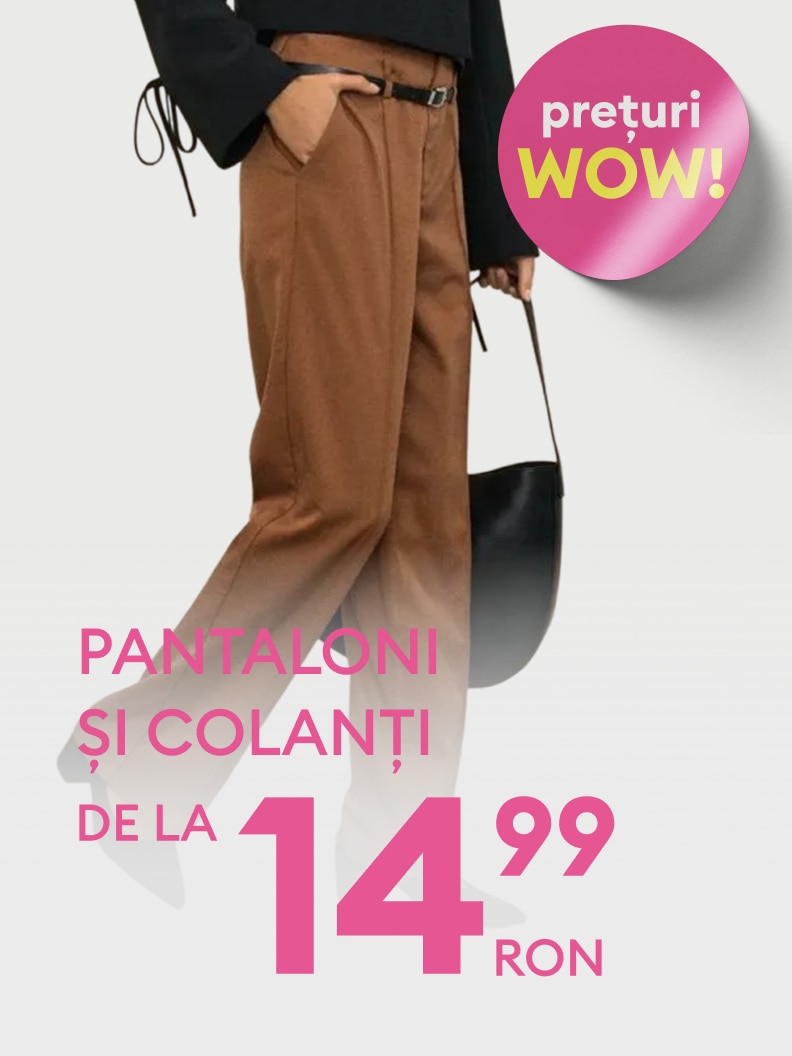 Pantaloni și colanți disponibili la prețuri începând de la 14,99 RON. Oferta include modele diverse, stilate și accesibile. Perfect pentru completarea garderobei tale cu articole moderne și confortabile!