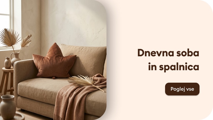 Navdih za opremo dnevne sobe in spalnice z udobnim pohištvom ter dekorativnimi dodatki za prijeten dom