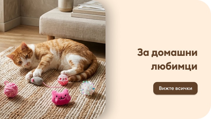 Илюстрира категория с продукти за домашни любимци, подчертаваща грижа и комфорт за кучета в домашна среда.