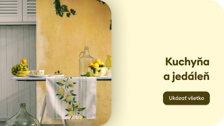 Propagačný vizuál kategórie kuchyňa a jedáleň, ktorý vyzýva na prehliadanie sortimentu a inšpiruje k zariadeniu kuchyne a stolovania.