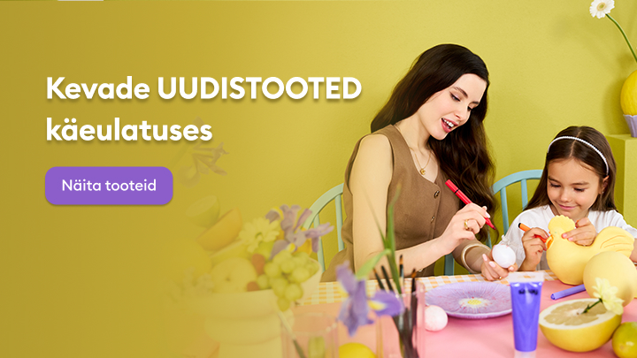 Kevade uued tooted on nüüd saadaval. Pildil tegeletakse kevadiste käsitööprojektidega, kasutades erinevaid materjale ja kevadeteemalisi elemente. Avasta uued tooted ja lase loovusel vabalt lennata. Vajuta nupule „Näita tooteid“ ja leia inspiratsiooni kevadeks!