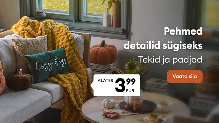Sügisesed pehmed tekid ja padjad hubase kodu loomiseks alates 3,99 eurost