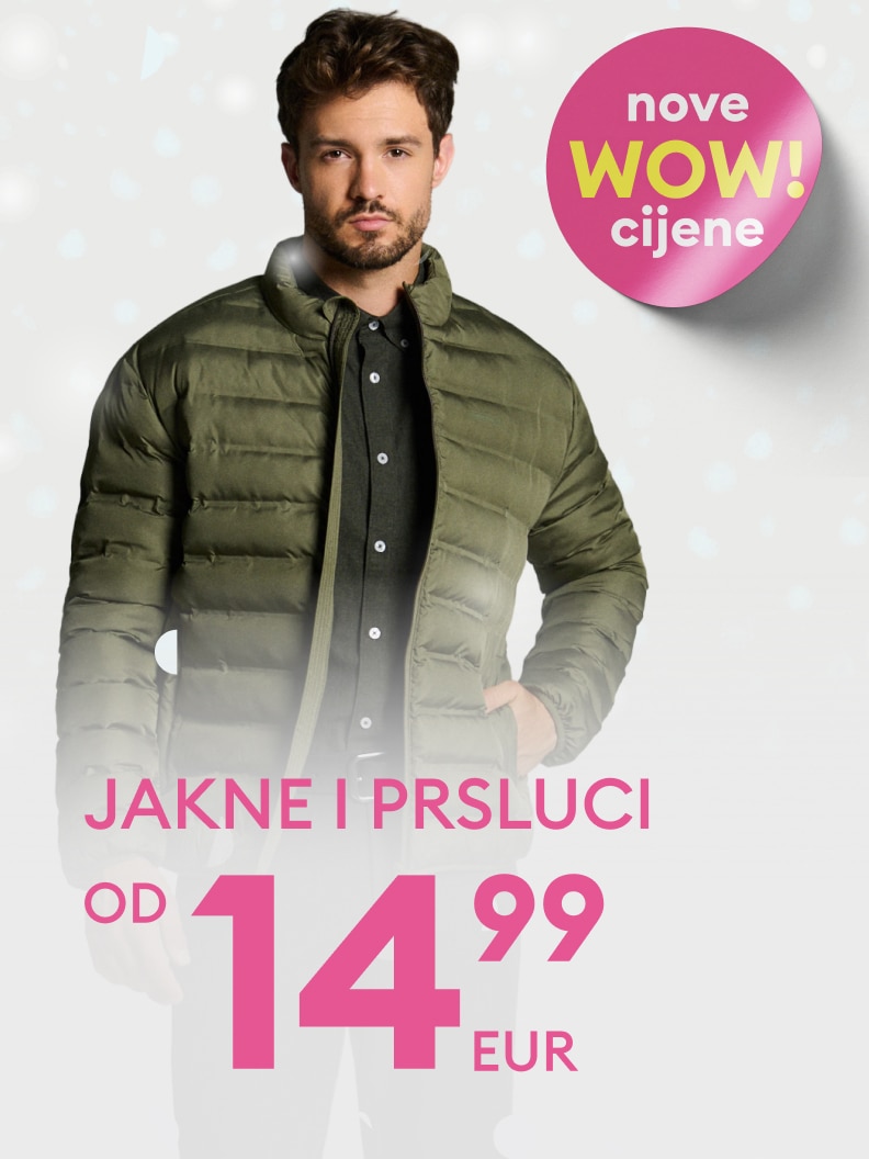 Promocija zimskih jakni i prsluka s cijenama od samo 14,99 eura. Velika ponuda uz najnovije WOW cijene za sve ljubitelje praktične i moderne zimske odjeće. Savršena prilika da obogatite svoj zimski ormar po povoljnim cijenama.