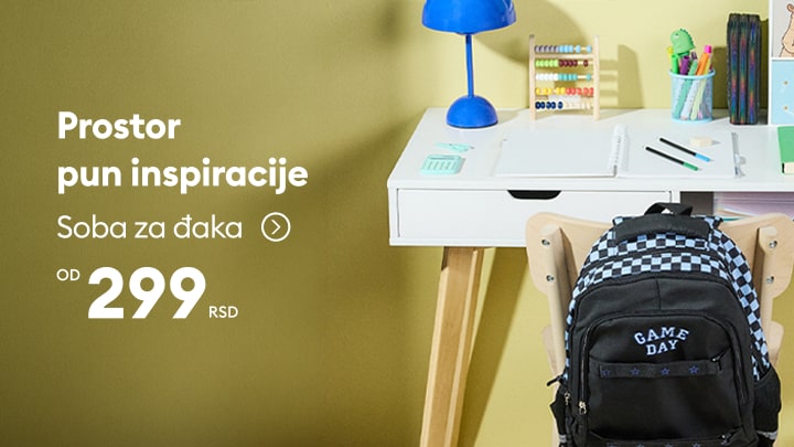 Inspiracija za opremanje dečje sobe sa radnim stolom i školskim rancem po ceni od 299 RSD
