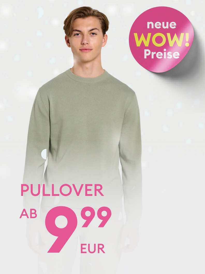 Preisaktion für Pullover: Neue WOW-Preise ab 9,99 EUR. Attraktives Angebot für stilvolle und bequeme Kleidung, geeignet für verschiedene Anlässe. Jetzt entdecken und von vergünstigten Preisen profitieren!