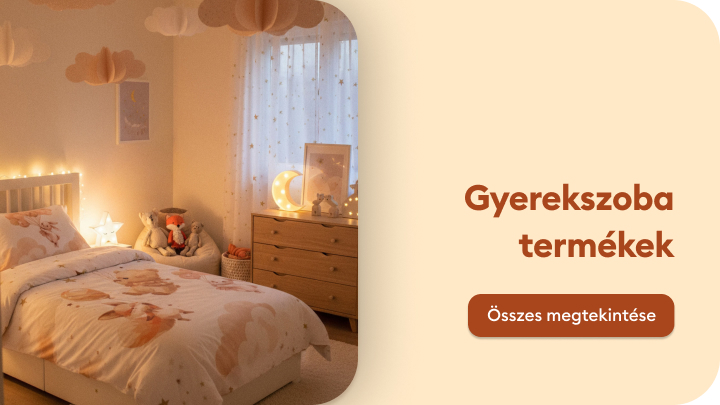 Gyerekszoba berendezési és dekorációs termékek bemutatása, inspirációt adva egy barátságos és kényelmes gyerekszoba kialakításához.