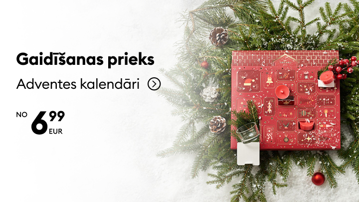 Adventes kalendārs, kas rada gaidīšanas prieku svētku laikā. Katru dienu jauns pārsteigums par pieejamu cenu, sākot no 6,99 EUR. Ideāla izvēle, lai sagādātu svētku noskaņu sev un saviem mīļajiem. banner