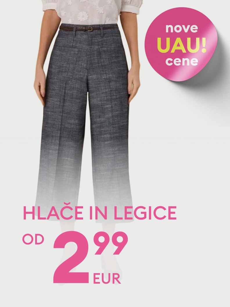 Promocija hlač in legic z novimi cenami, na voljo od 2,99 EUR.