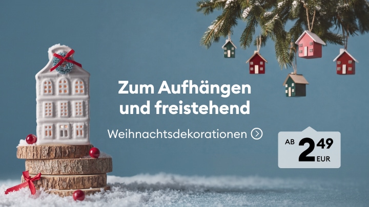 Weihnachtsdekorationen zum Aufhängen und freistehend für festliche Raumgestaltung ab 2,49 Euro