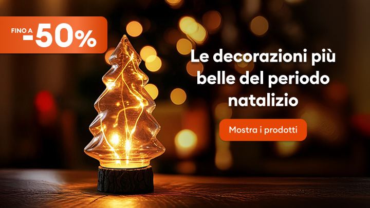 Offerta speciale per decorazioni natalizie fino al 50% di sconto. Esplora le più belle decorazioni per il Natale e scopri i prodotti disponibili per rendere unica la tua casa durante le feste.
