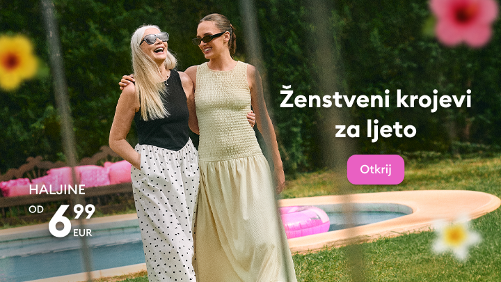 Promotivni banner koji predstavlja kolekciju ženskih ljetnih haljina i krojeva, s pozivom na istraživanje ponude i povoljnih cijena.