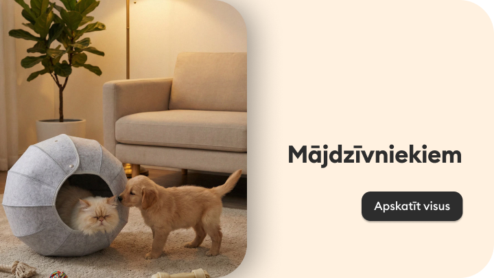 Reklamē mājdzīvnieku preces, parādot suņus, kas lieto barošanas traukus un simbolizē rūpes par mājdzīvnieku labsajūtu.