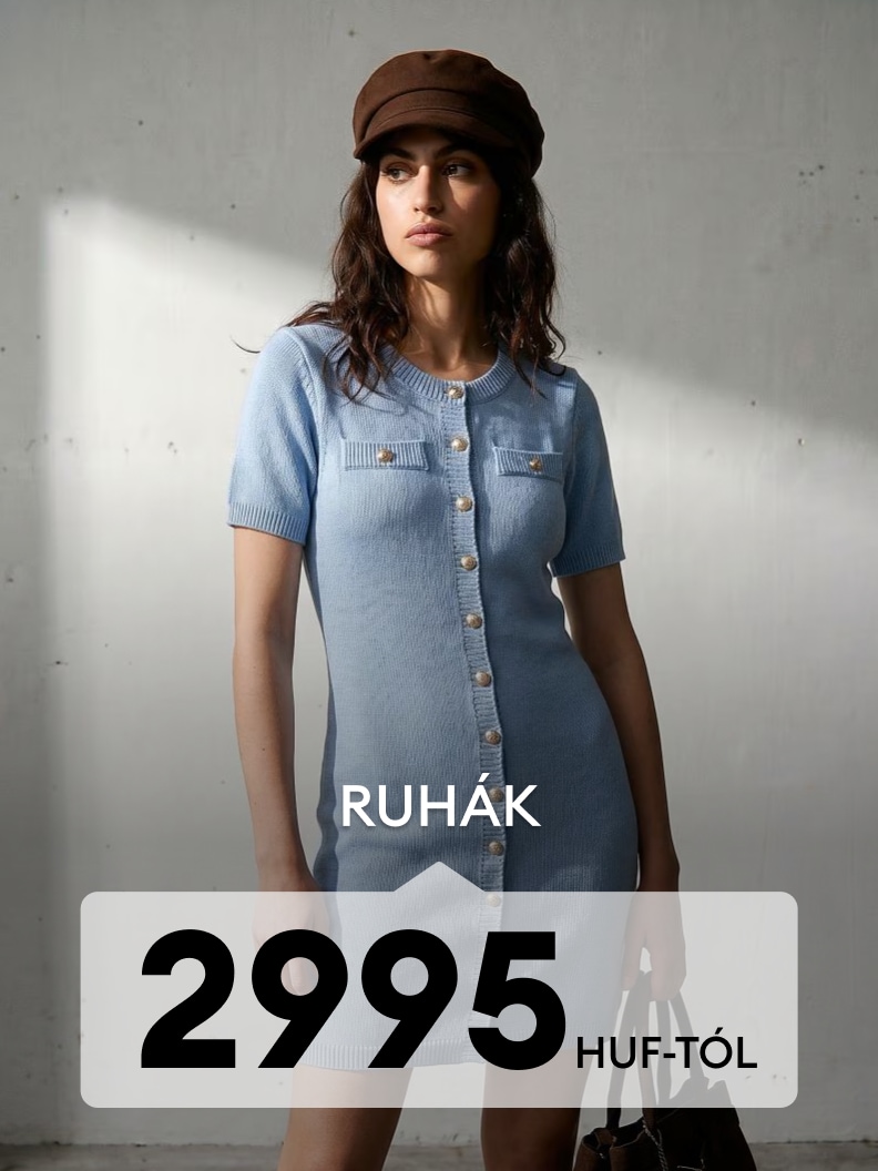 Női kötött ruha rövid ujjal és gombsorral, hétköznapi elegáns viselethez ajánlva.