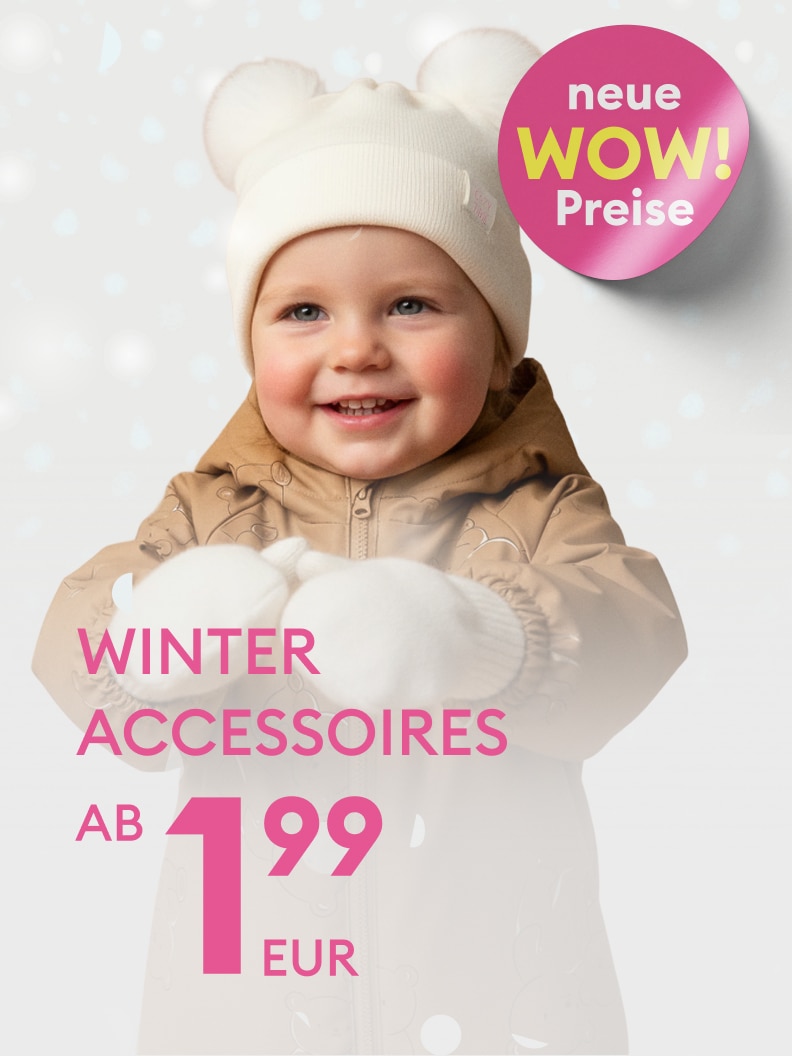 Winteraccessoires ab 1,99 Euro erhältlich. Neue WOW-Preise für praktische und stylische Winterbekleidung. Gemütliche Handschuhe, warme Mützen und vieles mehr für die kalte Jahreszeit – ideal für Kinder. Entdecken Sie hochwertige Produkte zu günstigen Preisen.