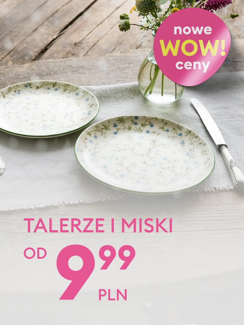 Promocja na talerze i miski - ceny już od 9,99 zł. Produkt przedstawiony z delikatnym roślinnym motywem na jasnym tle. Idealne do codziennego użytku oraz na specjalne okazje. Sprawdź nową ofertę WOW cen! Piękny design i atrakcyjna cena.