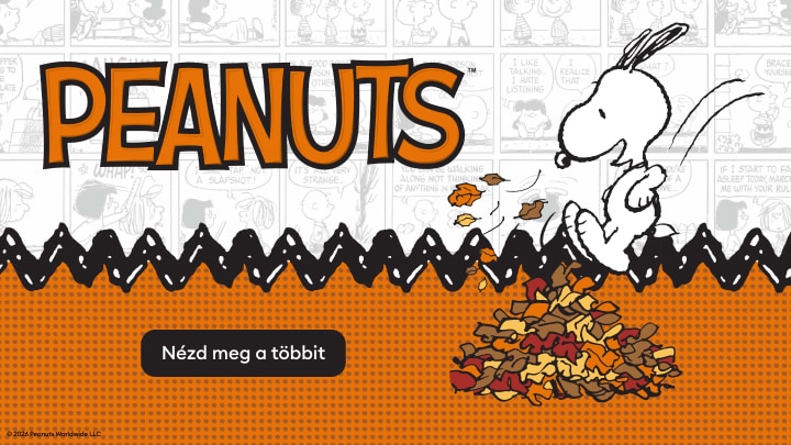 Peanuts kollekció népszerűsítése Snoopy karakterrel, őszi hangulatú grafikával és további termékek megtekintésének lehetőségével