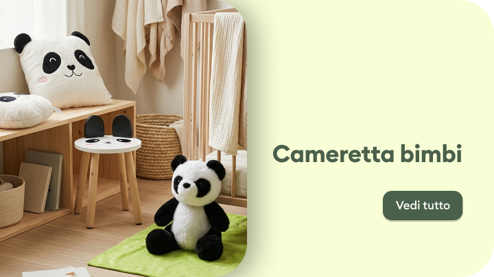 Ispirazione per la cameretta dei bambini, con arredi e accessori a tema panda pensati per creare uno spazio accogliente, sicuro e adatto al gioco e al relax.