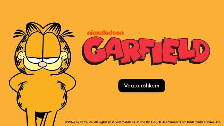 Garfieldi teemaline kampaaniapilt, mis kutsub avastama Nickelodeoni Garfieldi kollektsiooni või seotud tooteid