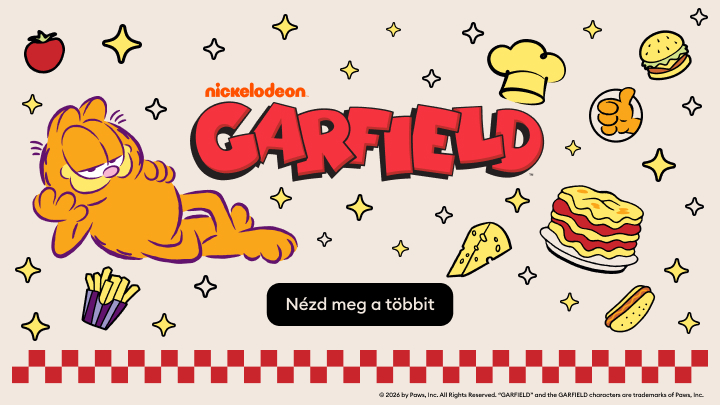 Garfield rajzfilmsorozat promóciója, amely a karakter humorát és ételrajongását hangsúlyozza, és további tartalmak felfedezésére ösztönöz.