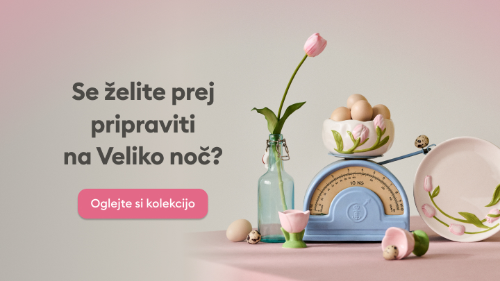 Želite pravočasno pripraviti velikonočne okraske? Na sliki so velikonočni motivi, kot so okrašeni krožniki, jajca in pomladno cvetje. Kliknite gumb, da si ogledate posebno velikonočno kolekcijo za navdih in dekoracijo.