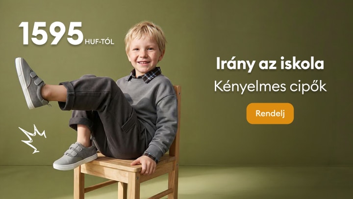 Gyerekeknek készült kényelmes iskolai cipők reklámja kedvező áron az iskolakezdéshez