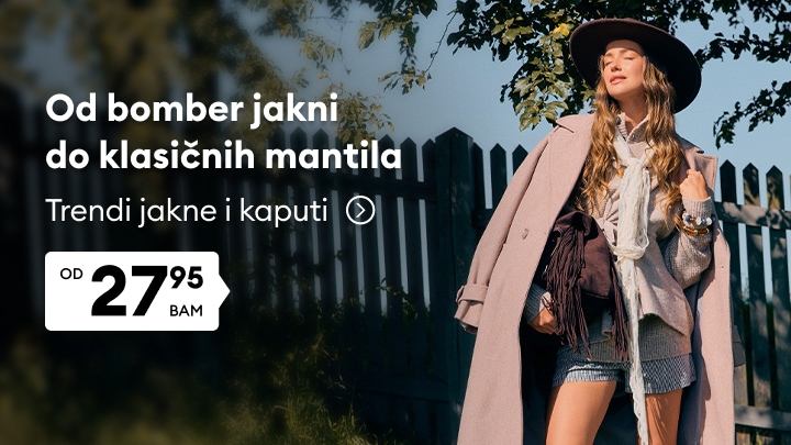 Promocija trendi jakni i kaputa za različite stilove i prilike uz istaknutu početnu cijenu.