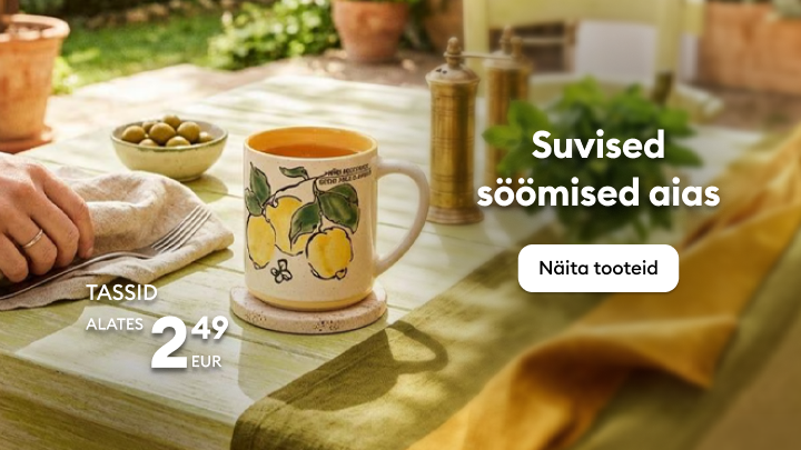Suviste aiassöökide meeleolu tutvustamine ning tasside pakkumise esiletoomine kodu- ja köögitarvete valikus.