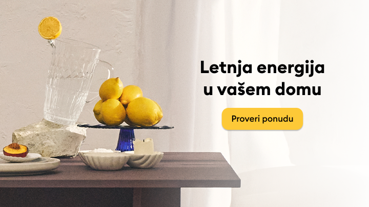 Promotivni baner koji podstiče korisnika da istraži letnju ponudu za osveženje i energiju doma.