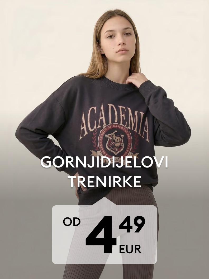 Promocija ženskih gornjih dijelova trenirke po cijeni od 4,49 EUR.