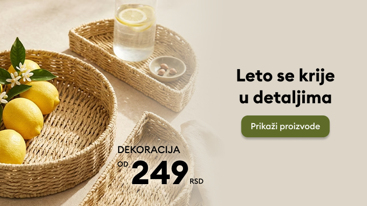 Promotivni baner koji najavljuje letnju kolekciju dekoracije i podstiče korisnika da pogleda ponudu, sa istaknutom početnom cenom od 249 RSD.