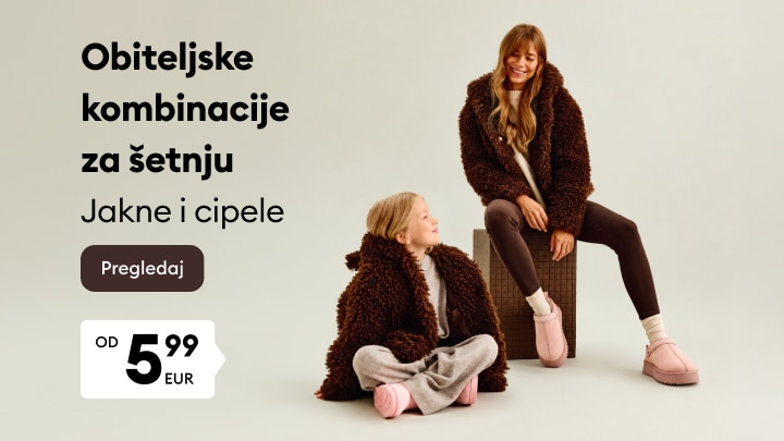 Dječja i ženska odjeća i obuća za šetnju u udobnim zimskim kombinacijama.