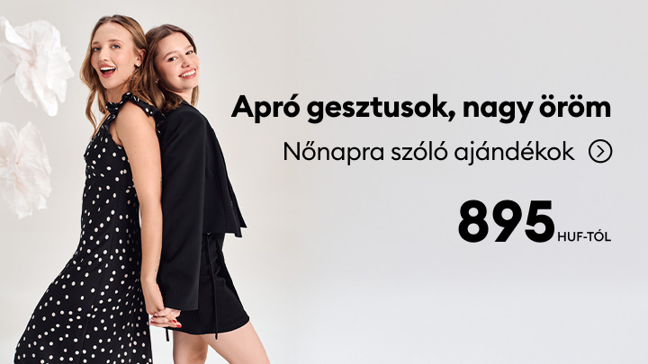 Nőnapra szóló ajándékok, amelyek apró gesztusokkal nagy örömet okozhatnak. Az ajánlatok 895 forinttól érhetők el. Fedezze fel a különleges meglepetéseket, és ünnepelje a különleges nőket az életében!