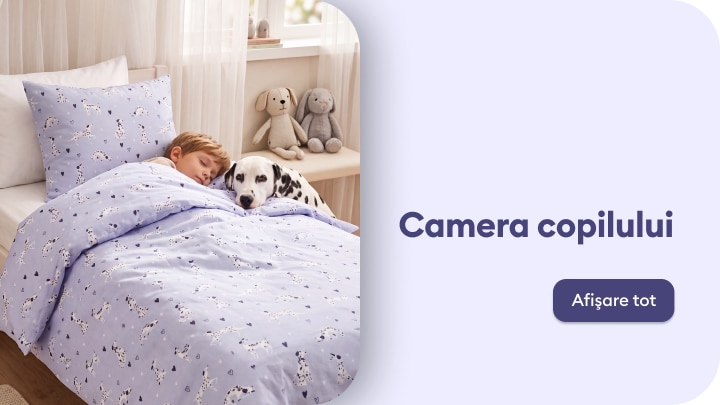 Lenjerie de pat pentru camera copilului, creând un spațiu confortabil și odihnitor pentru somn și relaxare.