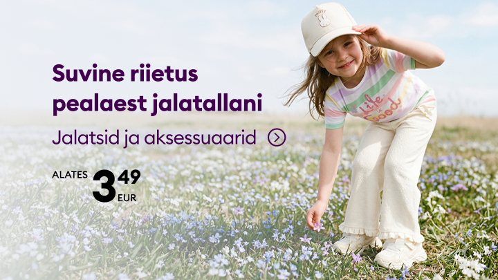 Suvised jalatsid ja aksessuaarid lastele, tutvustades hooajalist kollektsiooni ja soodsat alghinda.