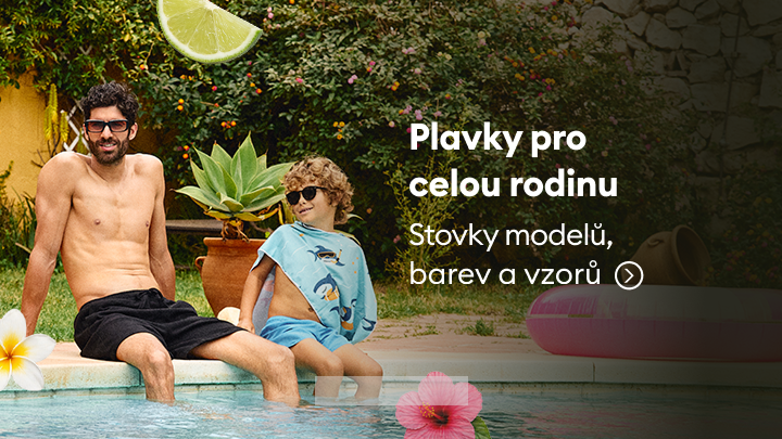 Propagace nabídky plavek pro celou rodinu s důrazem na široký výběr modelů, barev a vzorů.