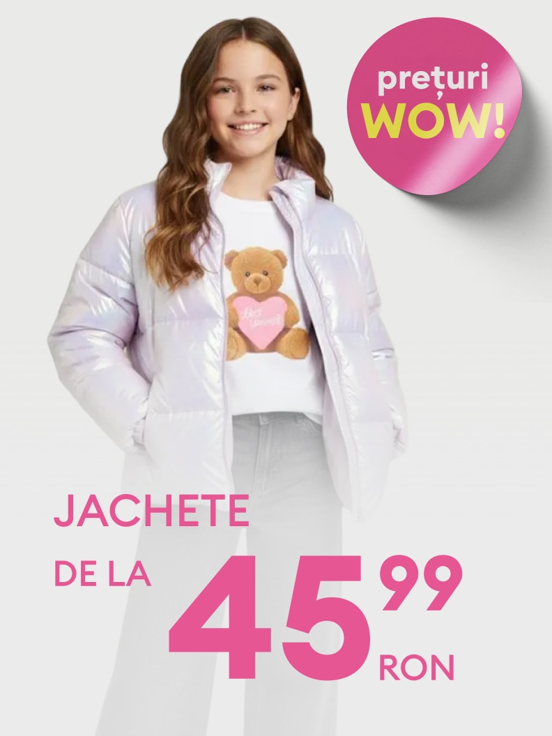 Jachete stilate disponibile acum de la doar 45,99 RON. Descoperă oferte speciale și preturi WOW pentru îmbrăcăminte casual convenabilă și modernă. Ideală pentru un look confortabil dar trendy!