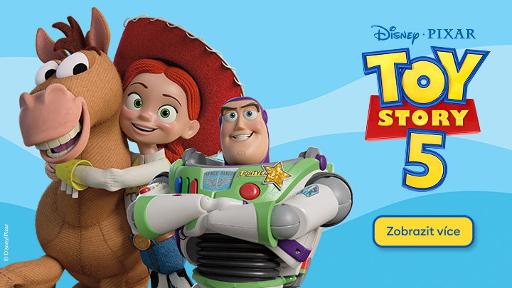 Propagace filmu Disney Pixar Toy Story 5 s hlavními animovanými postavami, která informuje o pokračování oblíbené série a má vzbudit zájem o nový díl.
